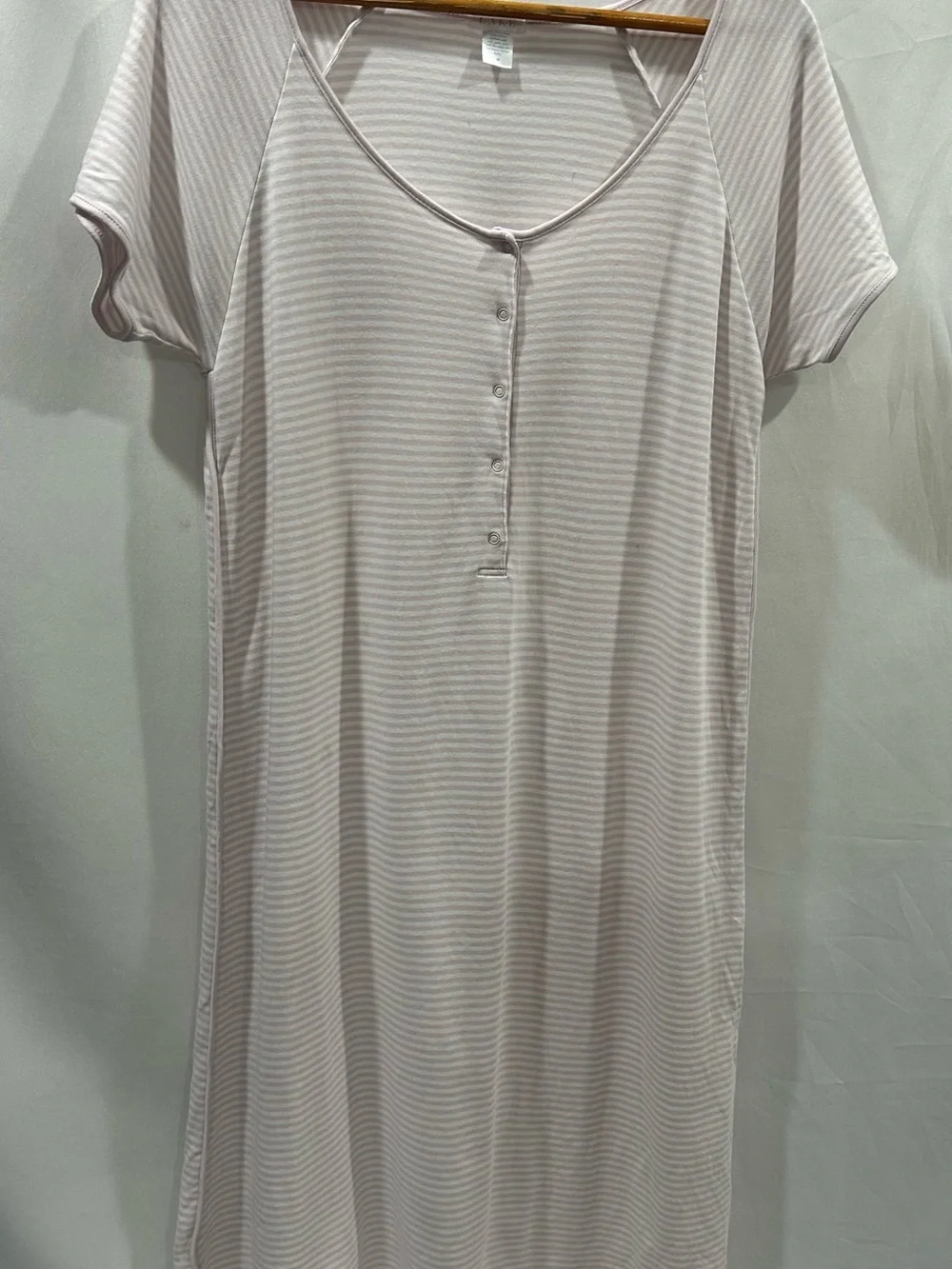 LAKE Pima Maternity Nightgown in English Rose Stripes EUC